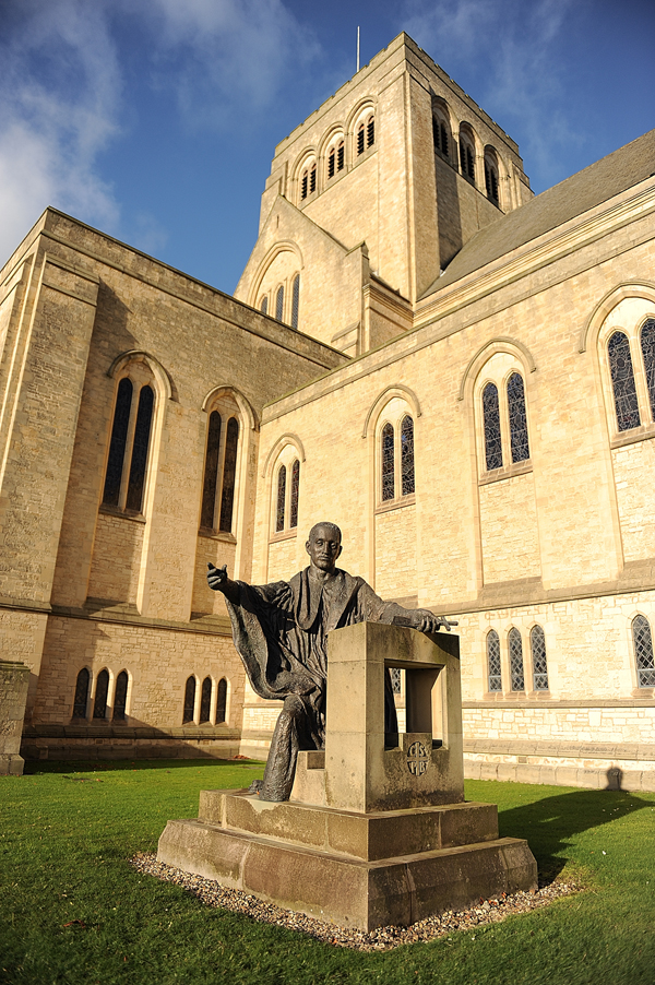 Statue of St Benedict outside the Abbey Church
