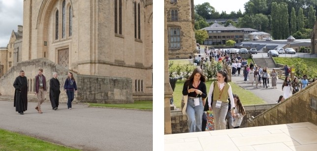 Young adults outside Ampleforth Abbey