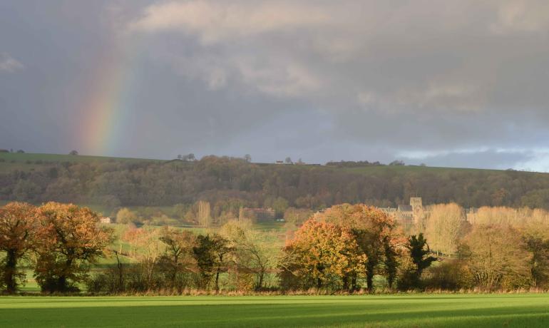 Rainbow above Ampleforth Abbey